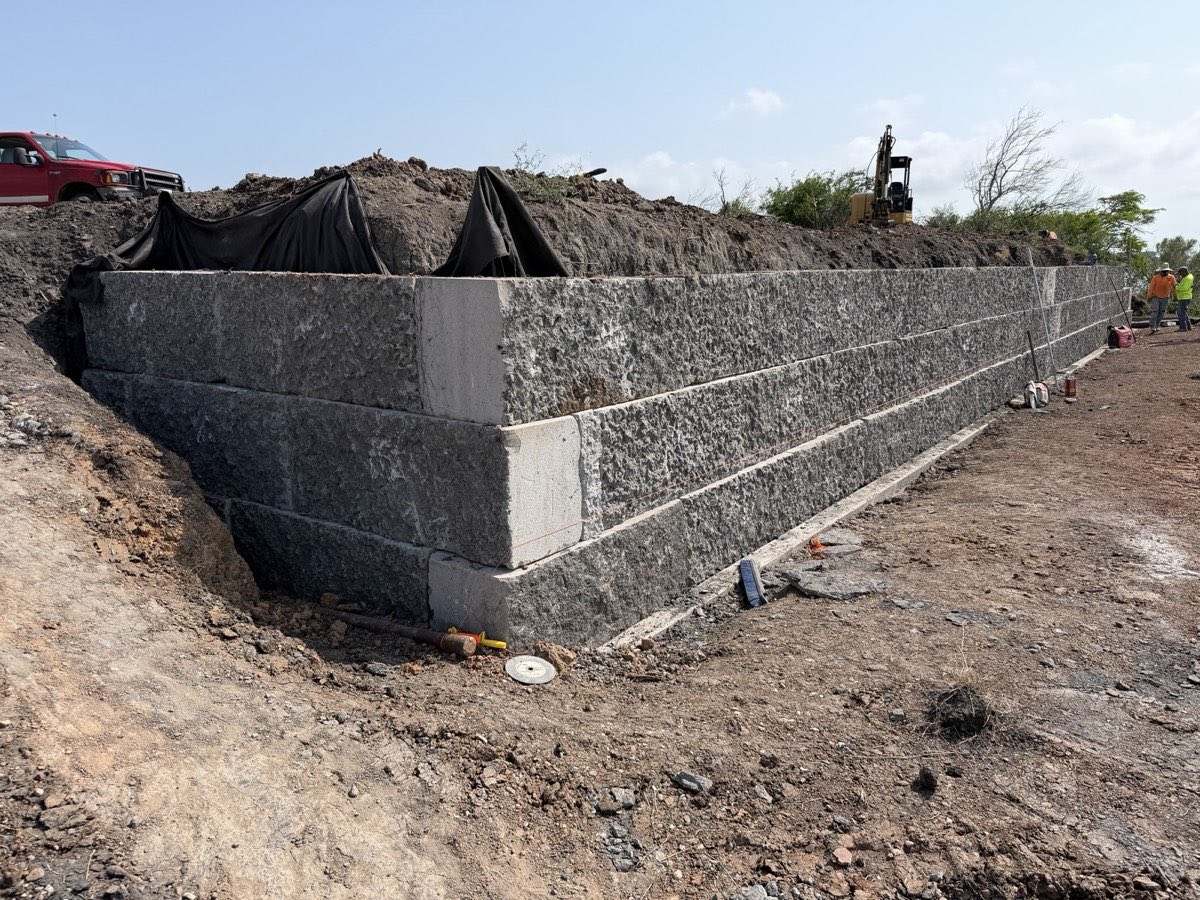 Reinforced bulkhead under construction on the Texas Gulf Coast